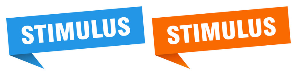stimulus banner sign. stimulus speech bubble label set