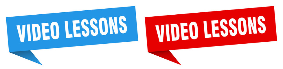 video lessons banner sign. video lessons speech bubble label set
