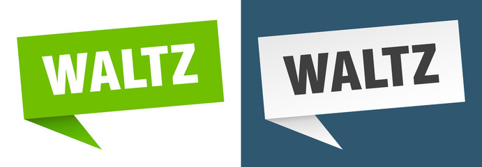 waltz banner sign. waltz speech bubble label set