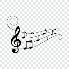 Music notes isolated, vector illustration.