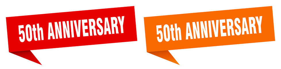 50th anniversary banner sign. 50th anniversary speech bubble label set