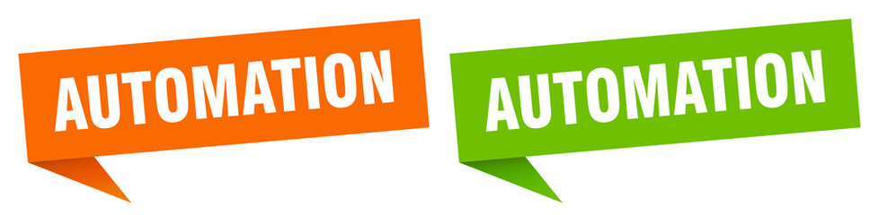 automation banner sign. automation speech bubble label set