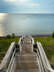 wooded bridge to the lake