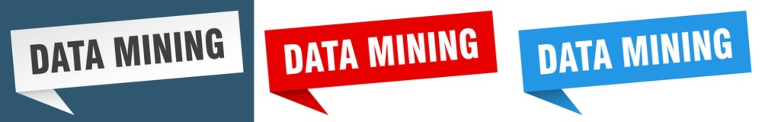 data mining banner sign. data mining speech bubble label set