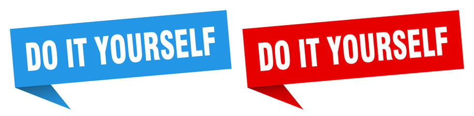 do it yourself banner sign. do it yourself speech bubble label set