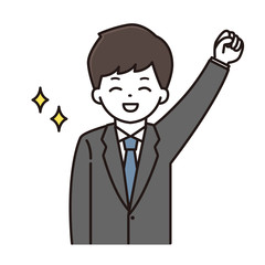 ビジネスマン ガッツポーズ イラスト