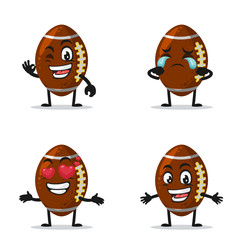 Vector illustration of rugby mascot or character collection set with expression theme