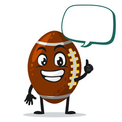 Vector illustration of rugby mascot or character says with blank balloon speech
