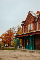 Fototapeta premium Roof of beautiful old red brick building
