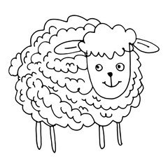 A simple sketch of a lamb, drawn in a childish doodle style.