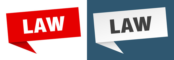 law banner sign. law speech bubble label set
