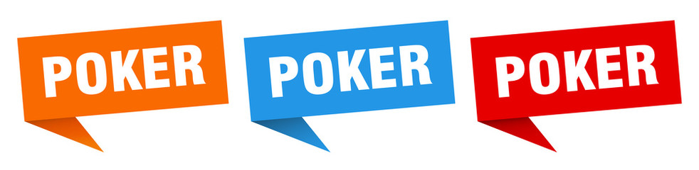 poker banner sign. poker speech bubble label set