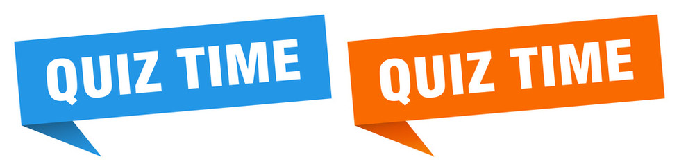 quiz time banner sign. quiz time speech bubble label set