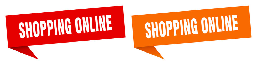 shopping online banner sign. shopping online speech bubble label set