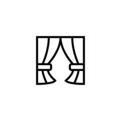 curtain icon  in black line style icon, style isolated on white background