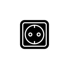 electric socket Icon in black flat glyph, filled style isolated on white background