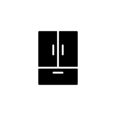 refrigerator Icon in black flat glyph, filled style isolated on white background