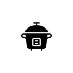 Rice cooker Icon in black flat glyph, filled style isolated on white background