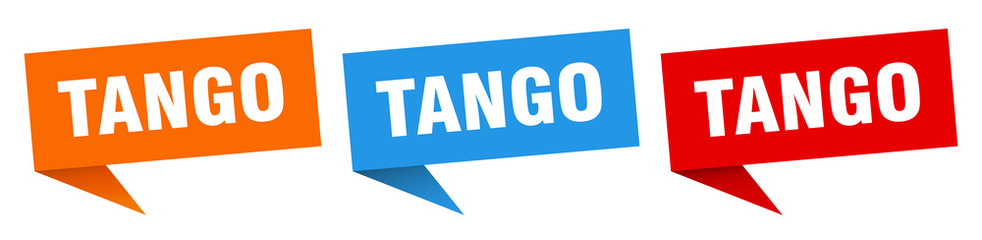 tango banner sign. tango speech bubble label set
