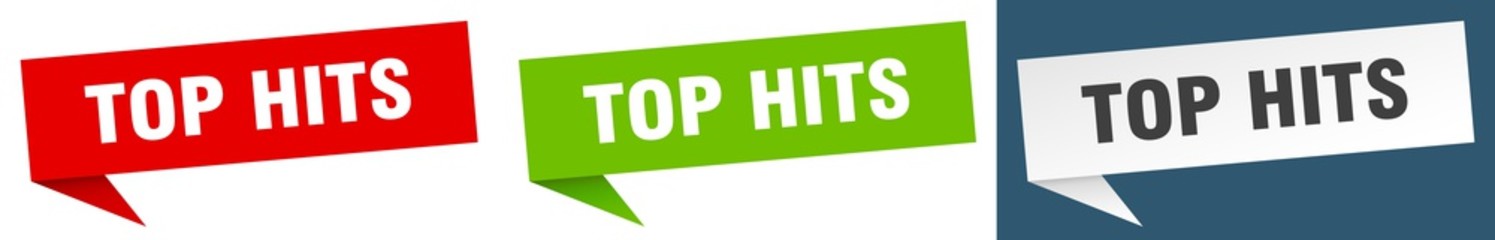 top hits banner sign. top hits speech bubble label set