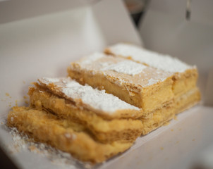 three millefeuille in a box