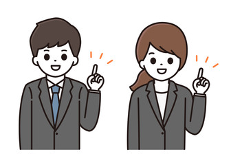ビジネスマン ビジネスウーマン 指差し イラスト