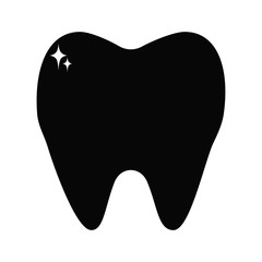 Black tooth icon, symbol, logo isolated on white background. Dental care, stomatology concept. Vector illustration