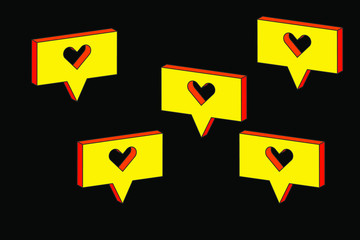 HEART with Speech bubble 3d isometric abstract.