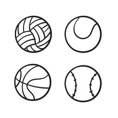 Obraz premium hand drawn doodle sport ball collection illustration icon isolated