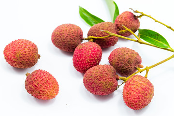 Fresh lychees fruit isolated on white background