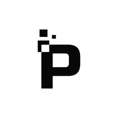 Obraz premium Initial Letter P with square shape monogram Logo