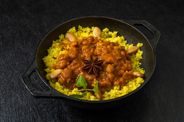 北アフリカ料理 ひよこ豆とクスクス  Boiled chickpeas with couscous 
