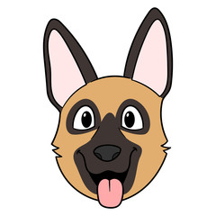 Vector Cartoon German Shepherd Illustration