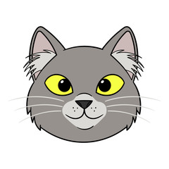Vector Cartoon Grey Cat Illustration