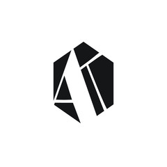 Initial Letter AK with polygon style monogram Logo
