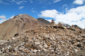 View of mountains with the dramatic sky in Tibet, China