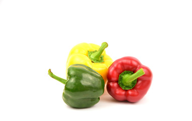 Mixed and colorful of bell pepper on white background.