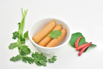 Hot dog and spicy on white background