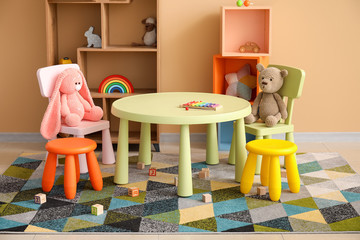 Interior of modern playroom in kindergarten