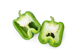 Cut bell pepper on white background