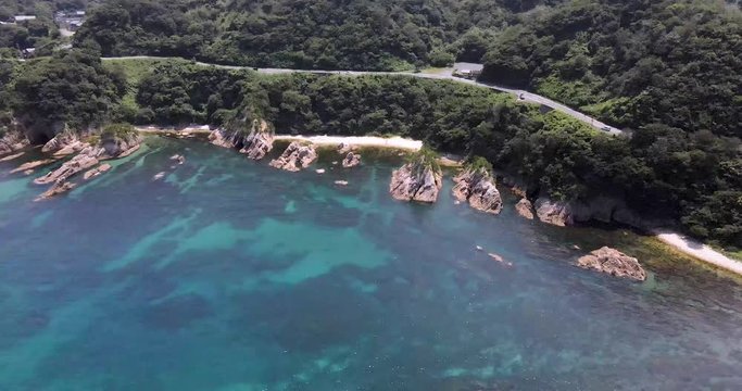 山陰海岸ジオパーク　ドローン 空撮4K 鳥取県浦富海岸　城原海岸