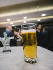 Glass of beer in business meeting