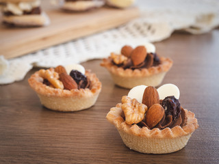 Mini dessert with almonds and nuts