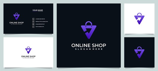 Abstract logo online shop logo design inspiration with business card