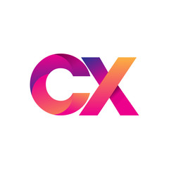 Initial Letter CX Logo Lowercase, magenta and orange, Modern and Simple Logo Design.