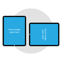 A double tablet computer in a flat design. Layout with a blank screen on an isolated transparent background.
Vector graphics for presentations. template, banner or website AI, eps10