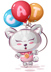 Kitten with her balloons
