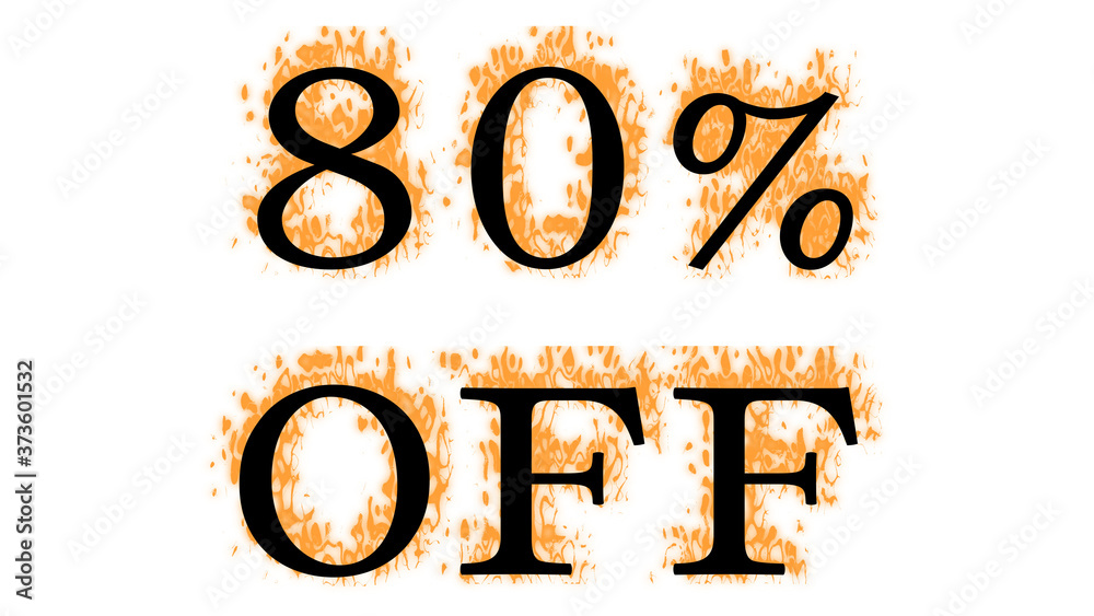 Fototapete 80% Off fire text effect white isolated background. animated text effect with high visual impact. letter and text effect. 