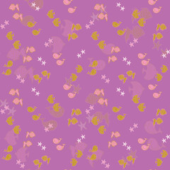 Vector violet aqua fish seamless pattern background