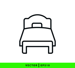Bed icon vector flat style illustration